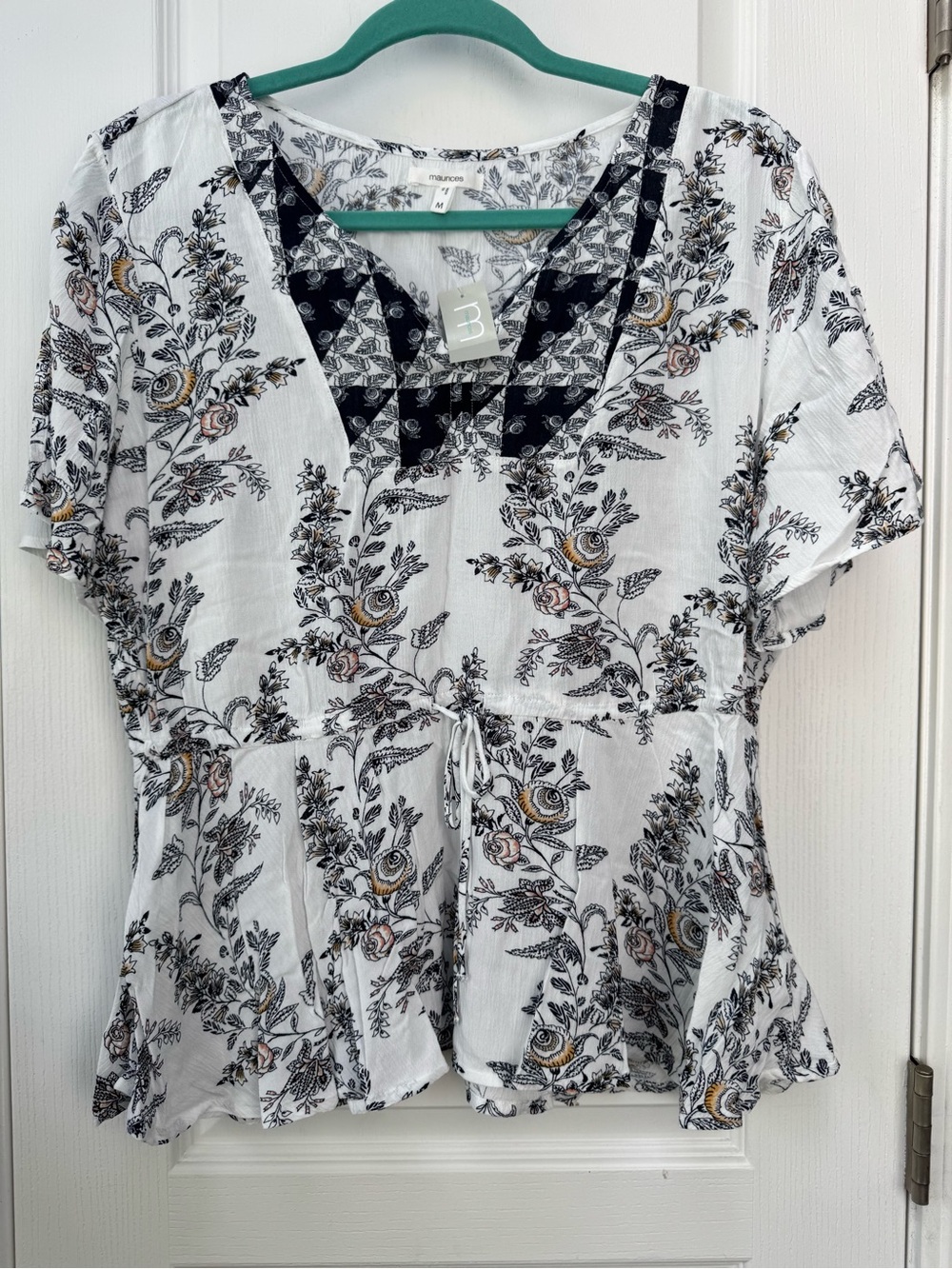 NWT Maurices Floral Drawstring Peplum Top
